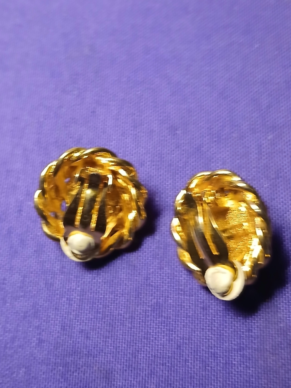 Gold-Tone Pearl Knot Clip-On Earrings - Classic White Pearl - Picture 3 of 4